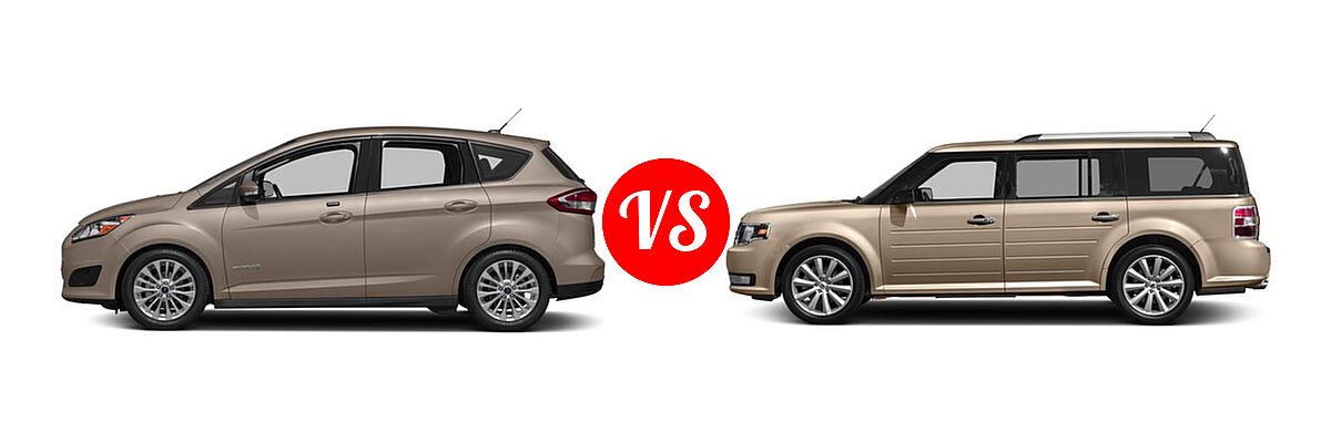 2018 Ford C-Max Hybrid Wagon SE / Titanium vs. 2018 Ford Flex Wagon Limited / SE / SEL - Side Comparison