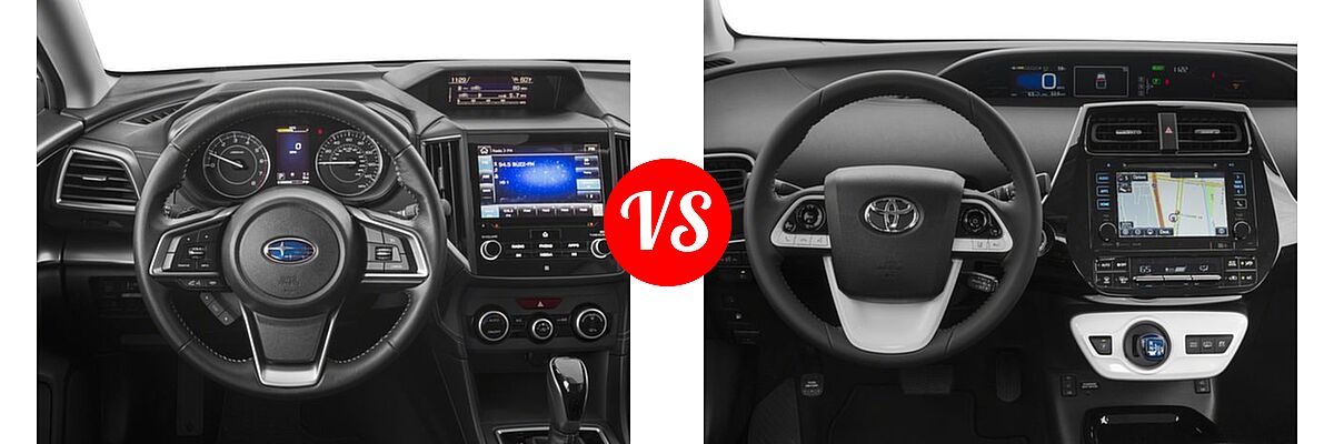 2018 Subaru Impreza Hatchback Limited vs. 2018 Toyota Prius Prime Hatchback PHEV Advanced / Plus / Premium - Dashboard Comparison