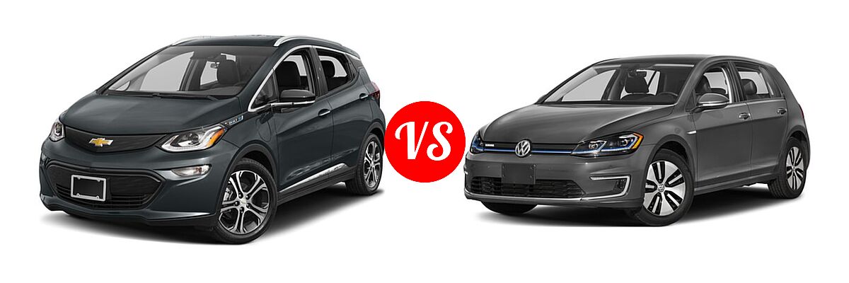 2017 Chevrolet Bolt EV Hatchback Premier vs. 2017 Volkswagen e-Golf Hatchback SE / SEL Premium - Front Left Comparison