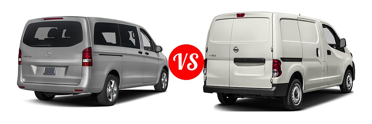 2018 Mercedes-Benz Metris Minivan Worker vs. 2018 Nissan NV200 Minivan S / SV - Rear Right Comparison