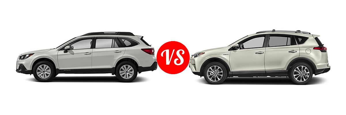 2018 Subaru Outback SUV Limited / Premium / Touring vs. 2018 Toyota RAV4 Hybrid SUV Hybrid Limited - Side Comparison