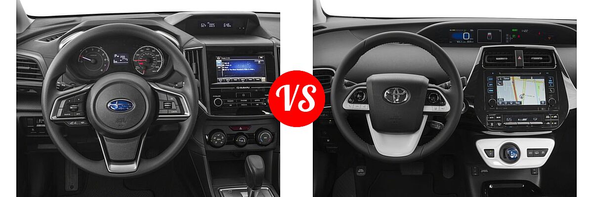 2018 Subaru Impreza Hatchback 2.0i 5-door Manual / Premium vs. 2018 Toyota Prius Prime Hatchback PHEV Advanced / Plus / Premium - Dashboard Comparison