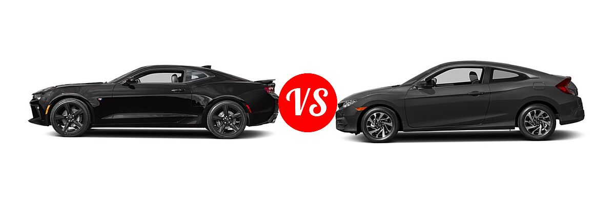 2017 Chevrolet Camaro Coupe SS vs. 2017 Honda Civic Coupe LX-P - Side Comparison