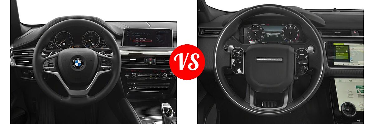 2018 BMW X6 SUV sDrive35i / xDrive35i / xDrive50i vs. 2018 Land Rover Range Rover Velar SUV First Edition / R-Dynamic HSE / R-Dynamic SE / S - Dashboard Comparison