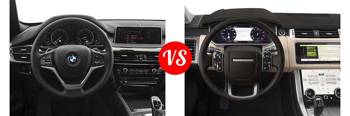 2018 BMW X6 SUV sDrive35i / xDrive35i / xDrive50i vs. 2018 Land Rover Range Rover Sport SUV Dynamic / HSE / HSE Dynamic / SE / V8 Supercharged - Dashboard Comparison