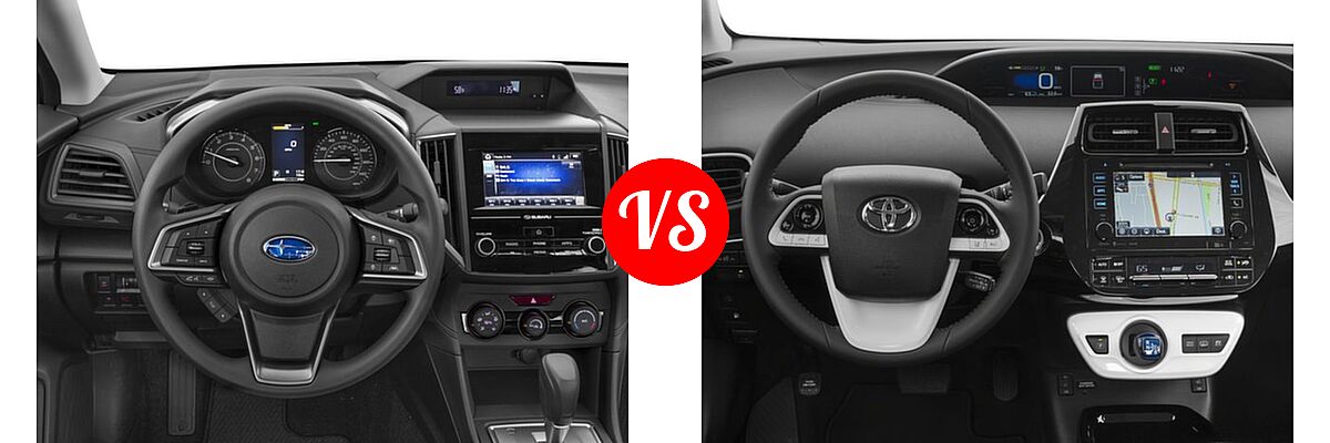 2018 Subaru Impreza Hatchback Premium vs. 2018 Toyota Prius Prime Hatchback PHEV Advanced / Plus / Premium - Dashboard Comparison