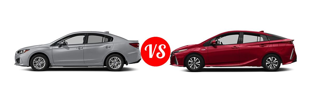 2018 Subaru Impreza Hatchback Premium vs. 2018 Toyota Prius Prime Hatchback PHEV Advanced / Plus / Premium - Side Comparison