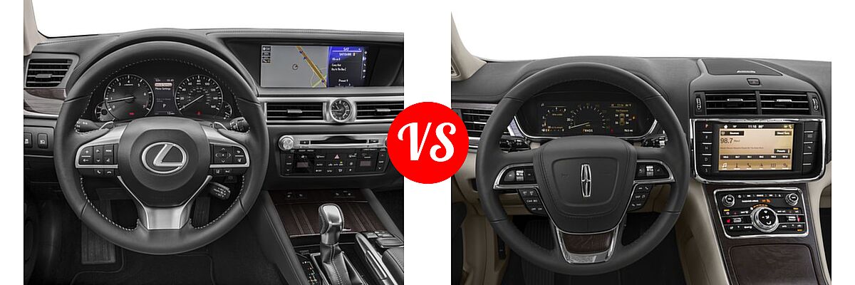 2018 Lexus GS 350 Sedan GS 350 vs. 2018 Lincoln Continental Sedan Black Label / Premiere / Reserve / Select - Dashboard Comparison