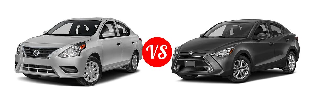 2018 Nissan Versa Sedan S / S Plus / SV vs. 2018 Toyota Yaris iA Sedan Auto (SE) / Manual (SE) - Front Left Comparison