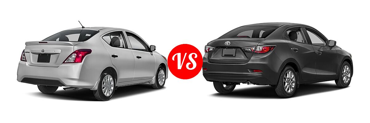 2018 Nissan Versa Sedan S / S Plus / SV vs. 2018 Toyota Yaris iA Sedan Auto (SE) / Manual (SE) - Rear Right Comparison
