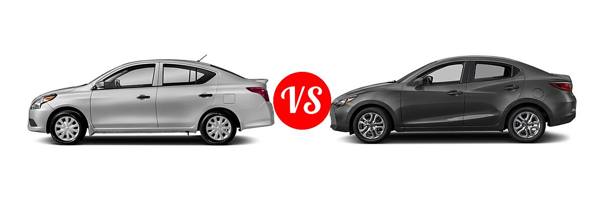 2018 Nissan Versa Sedan S / S Plus / SV vs. 2018 Toyota Yaris iA Sedan Auto (SE) / Manual (SE) - Side Comparison