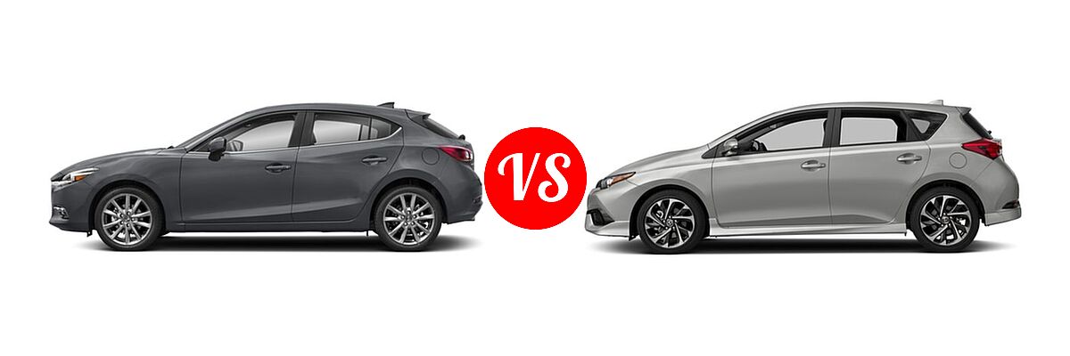 2018 Mazda 3 Hatchback Grand Touring vs. 2018 Toyota Corolla iM Hatchback Manual (SE) - Side Comparison