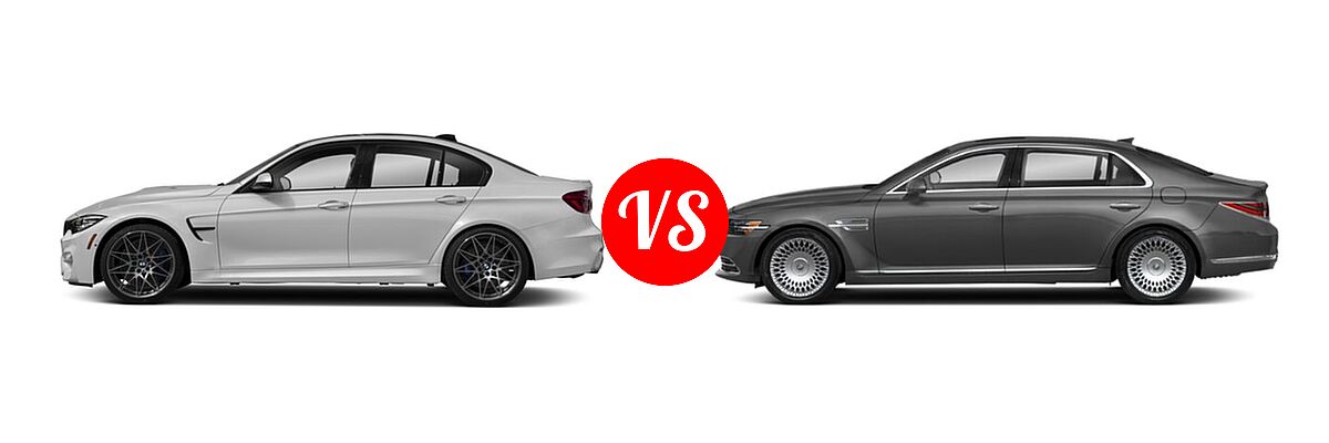2018 BMW M3 Sedan Sedan vs. 2022 Genesis G90 Sedan 5.0L Ultimate - Side Comparison