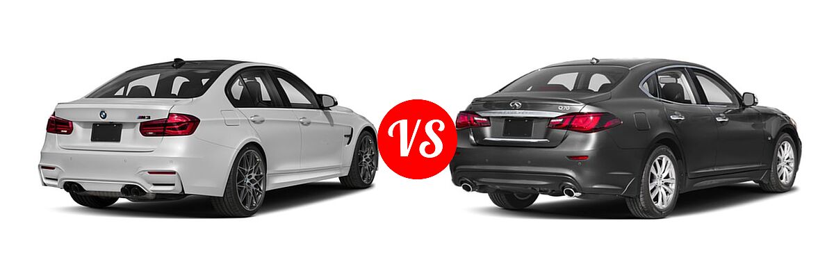 2018 BMW M3 Sedan Sedan vs. 2019 Infiniti Q70 Sedan 3.7 LUXE / 5.6 LUXE - Rear Right Comparison