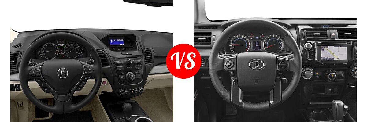 2018 Acura RDX SUV w/AcuraWatch Plus vs. 2018 Toyota 4Runner SUV TRD Off Road Premium - Dashboard Comparison