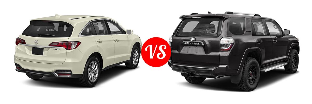 2018 Acura RDX SUV w/AcuraWatch Plus vs. 2018 Toyota 4Runner SUV TRD Pro - Rear Right Comparison