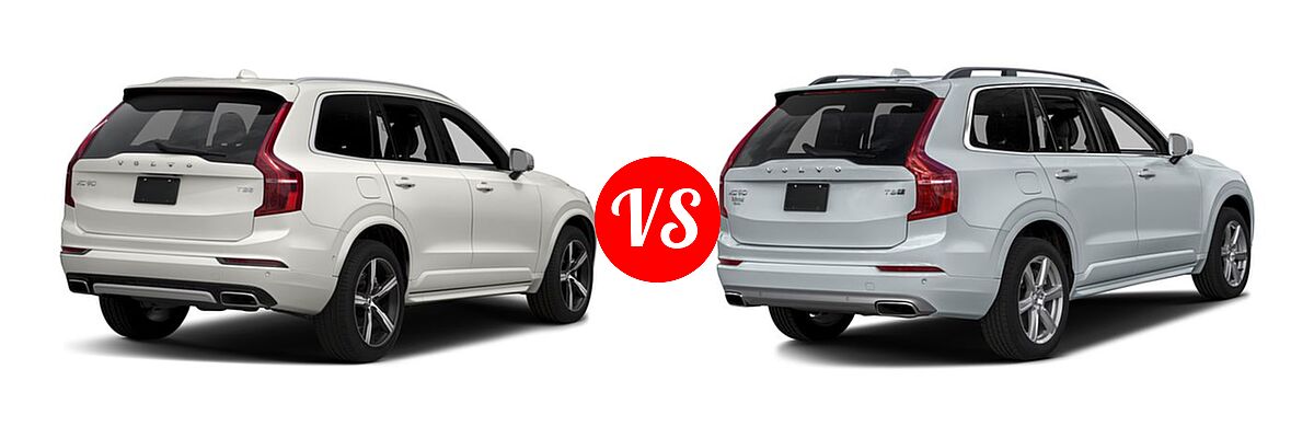 2016 Volvo XC90 SUV T5 R-Design / T6 R-Design vs. 2016 Volvo XC90 SUV Hybrid T8 Inscription / T8 Momentum / T8 R-Design - Rear Right Comparison