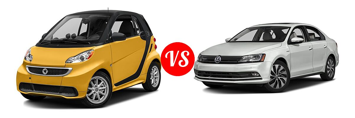 2016 smart fortwo Hatchback Electric Passion vs. 2016 Volkswagen Jetta Sedan Hybrid Hybrid SEL Premium - Front Left Comparison
