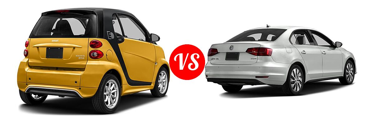 2016 smart fortwo Hatchback Electric Passion vs. 2016 Volkswagen Jetta Sedan Hybrid Hybrid SEL Premium - Rear Right Comparison