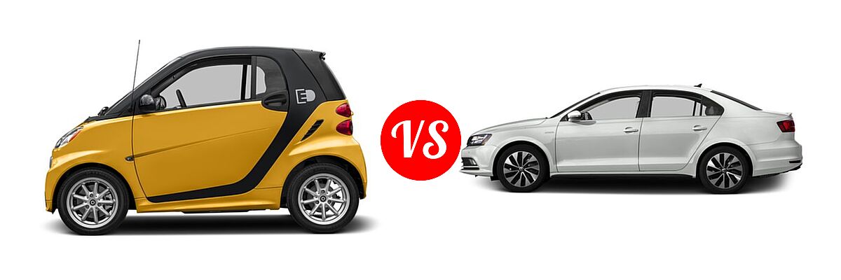 2016 smart fortwo Hatchback Electric Passion vs. 2016 Volkswagen Jetta Sedan Hybrid Hybrid SEL Premium - Side Comparison