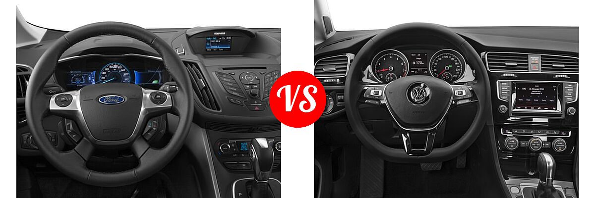 2016 Ford C-Max Hybrid Wagon SE / SEL vs. 2016 Volkswagen Golf SportWagen Wagon TSI Limited Edition / TSI S / TSI SE / TSI SEL - Dashboard Comparison