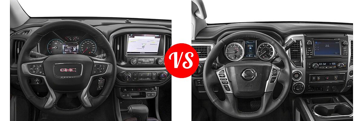 2017 GMC Canyon Pickup 4WD Denali vs. 2017 Nissan Titan XD Pickup S / SV - Dashboard Comparison
