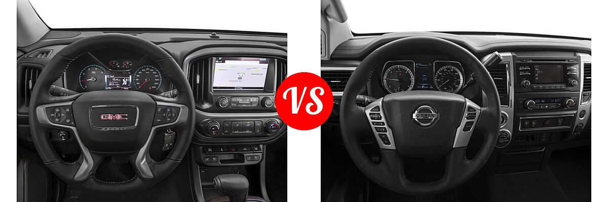2017 GMC Canyon Pickup 4WD Denali vs. 2017 Nissan Titan XD Pickup S / SV - Dashboard Comparison