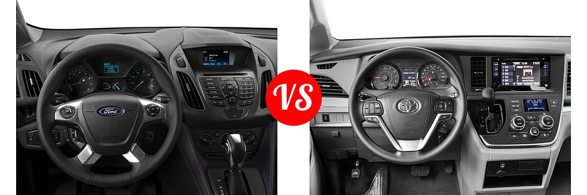 2017 Ford Transit Connect Minivan XL / XLT vs. 2017 Toyota Sienna Minivan LE / LE Mobility - Dashboard Comparison