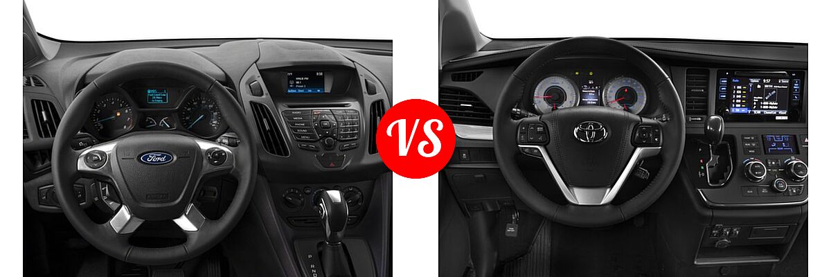 2017 Ford Transit Connect Minivan XL / XLT vs. 2017 Toyota Sienna Minivan SE / SE Premium - Dashboard Comparison