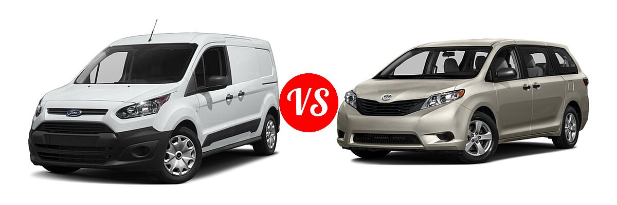 2017 Ford Transit Connect Minivan XL / XLT vs. 2017 Toyota Sienna Minivan L - Front Left Comparison