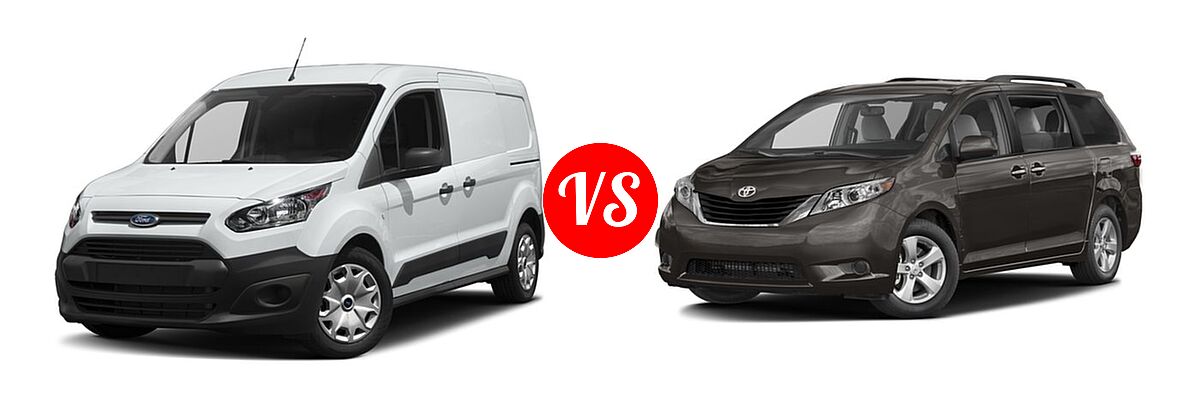 2017 Ford Transit Connect Minivan XL / XLT vs. 2017 Toyota Sienna Minivan LE / LE Mobility - Front Left Comparison