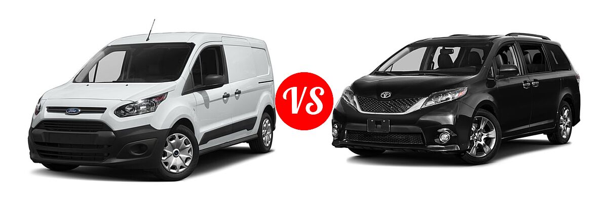 2017 Ford Transit Connect Minivan XL / XLT vs. 2017 Toyota Sienna Minivan SE / SE Premium - Front Left Comparison