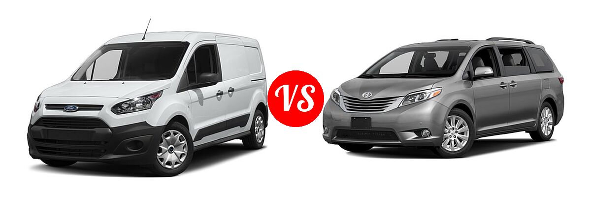 2017 Ford Transit Connect Minivan XL / XLT vs. 2017 Toyota Sienna Minivan Limited / Limited Premium / XLE / XLE Auto Access Seat / XLE Premium - Front Left Comparison