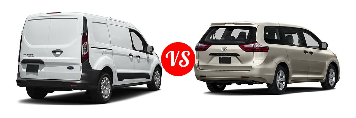 2017 Ford Transit Connect Minivan XL / XLT vs. 2017 Toyota Sienna Minivan L - Rear Right Comparison