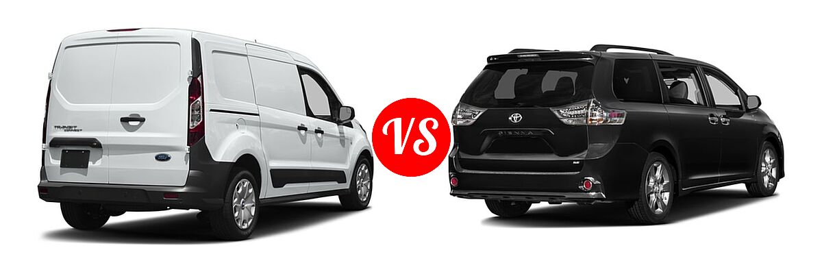 2017 Ford Transit Connect Minivan XL / XLT vs. 2017 Toyota Sienna Minivan SE / SE Premium - Rear Right Comparison