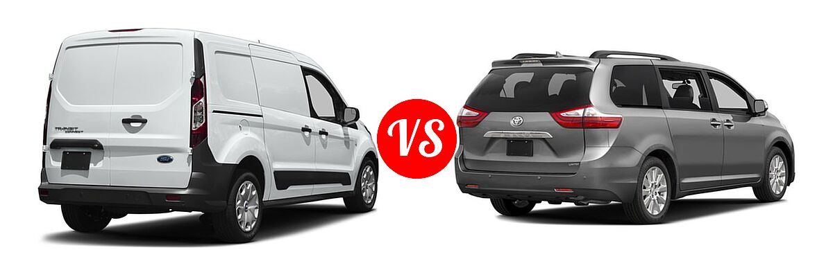 2017 Ford Transit Connect Minivan XL / XLT vs. 2017 Toyota Sienna Minivan Limited / Limited Premium / XLE / XLE Auto Access Seat / XLE Premium - Rear Right Comparison