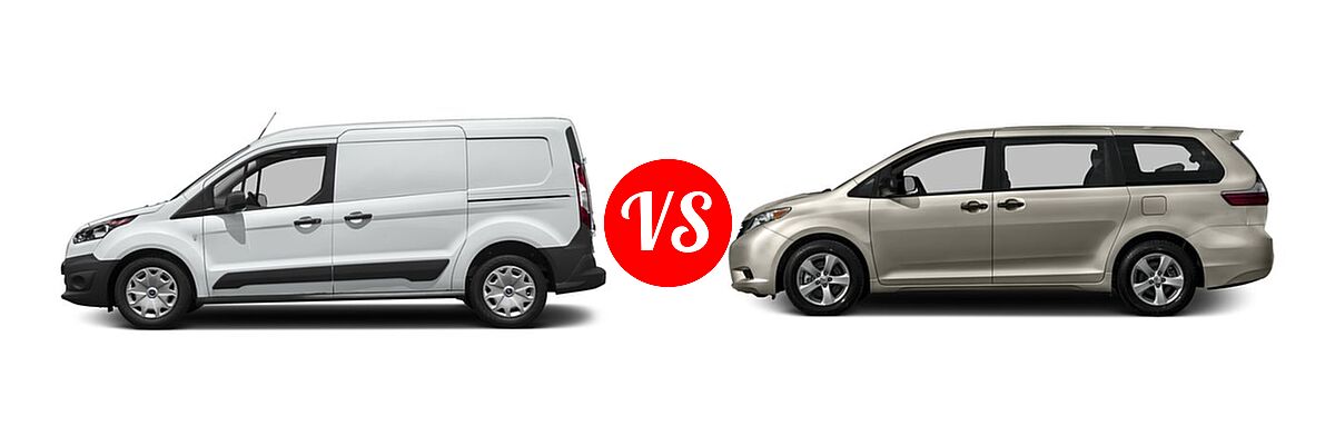 2017 Ford Transit Connect Minivan XL / XLT vs. 2017 Toyota Sienna Minivan L - Side Comparison