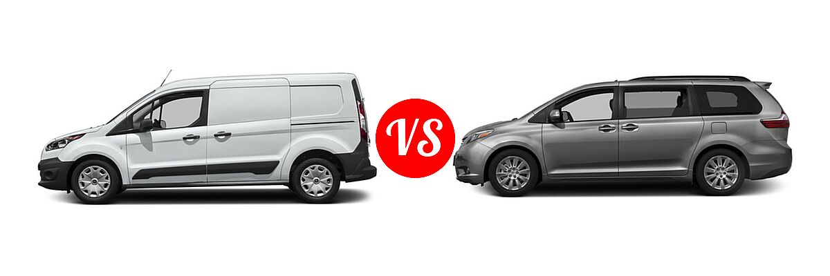 2017 Ford Transit Connect Minivan XL / XLT vs. 2017 Toyota Sienna Minivan Limited / Limited Premium / XLE / XLE Auto Access Seat / XLE Premium - Side Comparison
