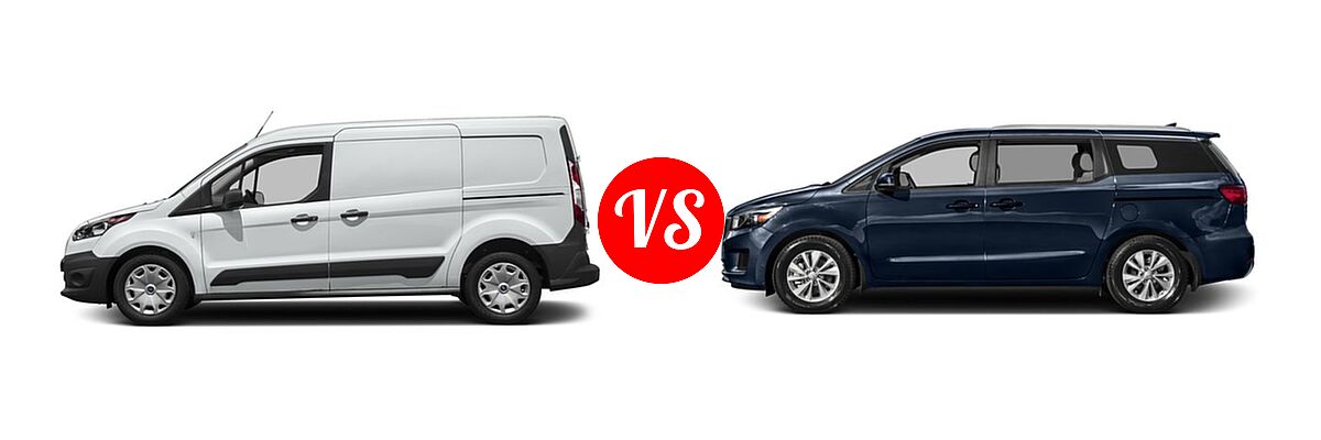 2017 Ford Transit Connect Minivan XL / XLT vs. 2017 Kia Sedona Minivan L / LX - Side Comparison