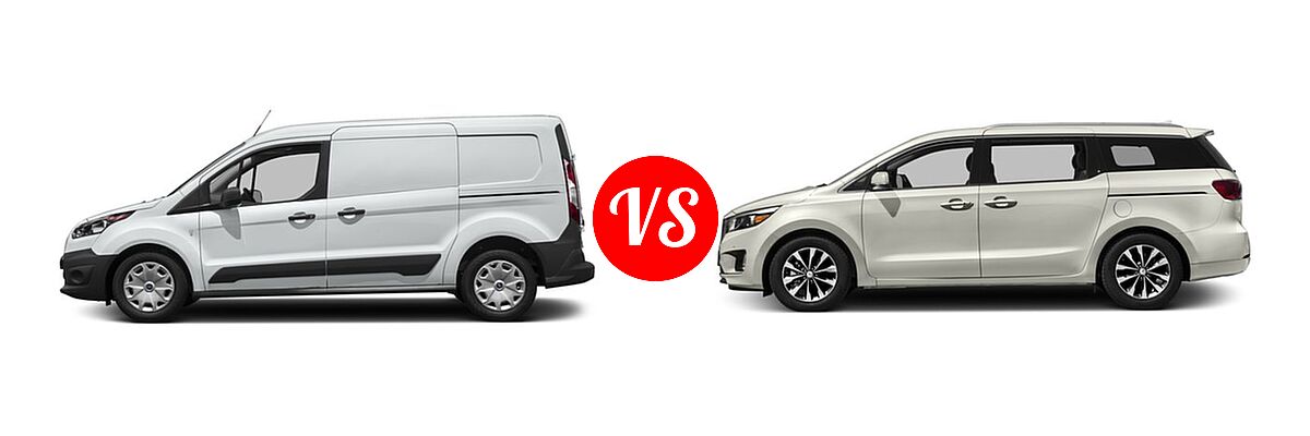 2017 Ford Transit Connect Minivan XL / XLT vs. 2017 Kia Sedona Minivan EX / SX - Side Comparison