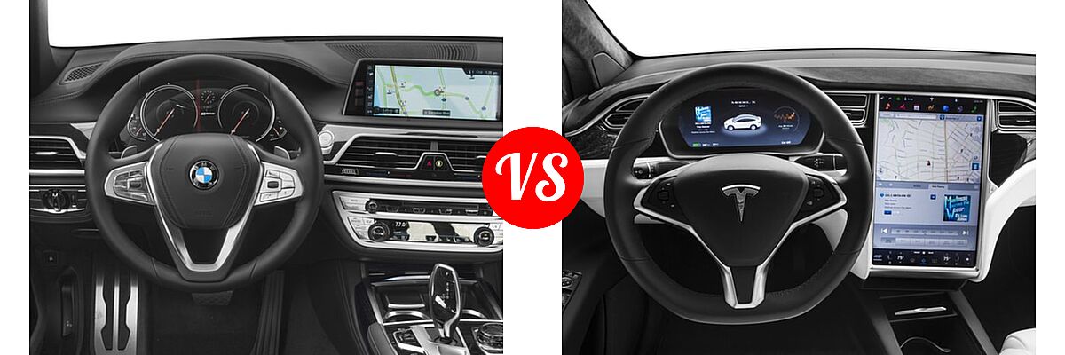 2017 BMW 7 Series Sedan Hybrid 740e xDrive iPerformance vs. 2017 Tesla Model X SUV 100D / 75D / 90D / P100D - Dashboard Comparison