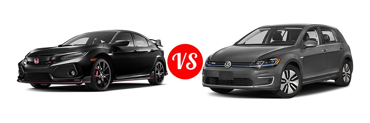 2017 Honda Civic Type R Hatchback Type R Touring vs. 2017 Volkswagen e-Golf Hatchback SE / SEL Premium - Front Left Comparison