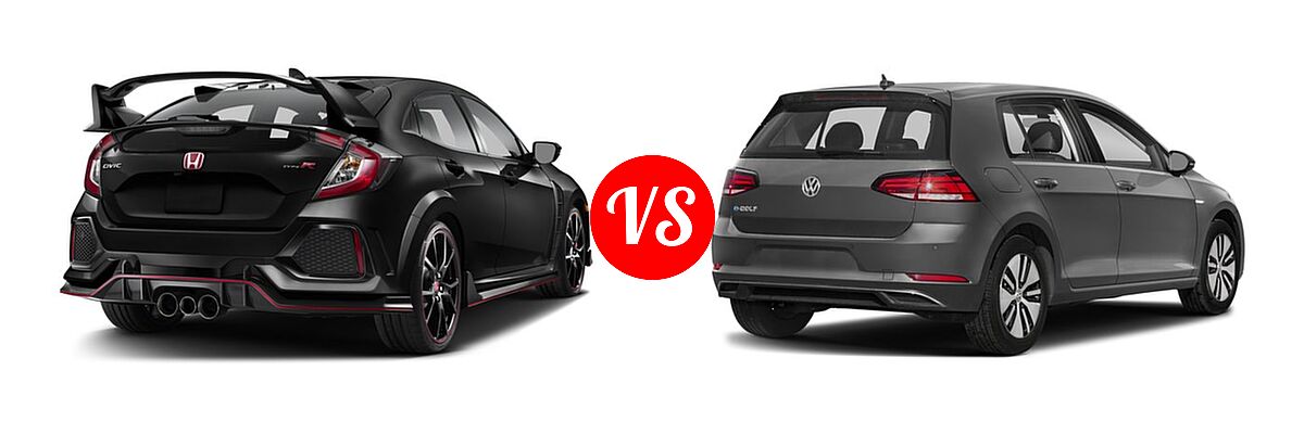 2017 Honda Civic Type R Hatchback Type R Touring vs. 2017 Volkswagen e-Golf Hatchback SE / SEL Premium - Rear Right Comparison