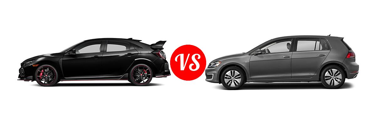 2017 Honda Civic Type R Hatchback Type R Touring vs. 2017 Volkswagen e-Golf Hatchback SE / SEL Premium - Side Comparison