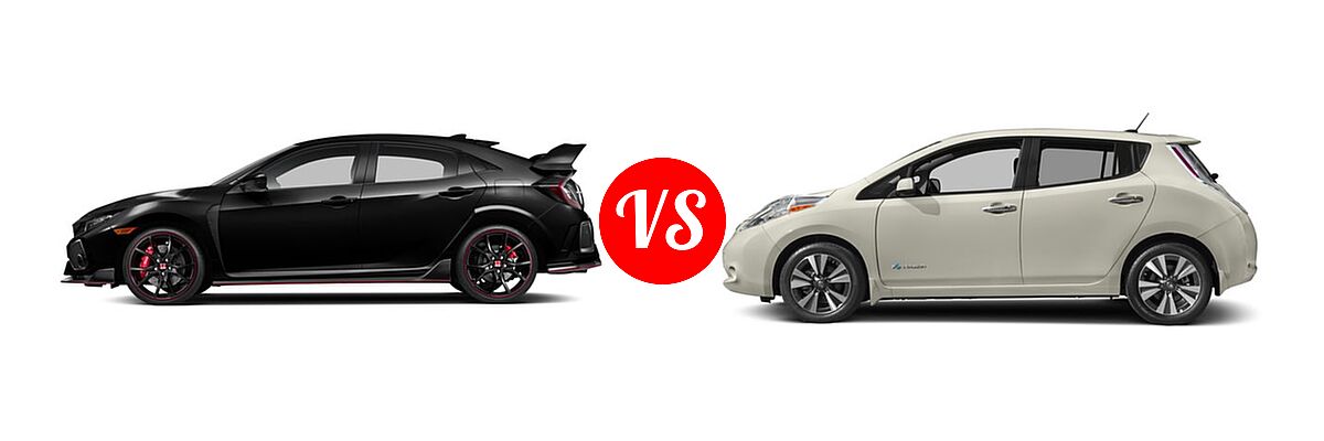 2017 Honda Civic Type R Hatchback Type R Touring vs. 2017 Nissan Leaf Hatchback S / SL / SV - Side Comparison