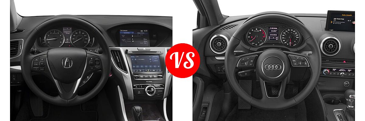 2018 Acura TLX Sedan FWD vs. 2018 Audi A3 Sedan Premium / Premium Plus / Prestige - Dashboard Comparison