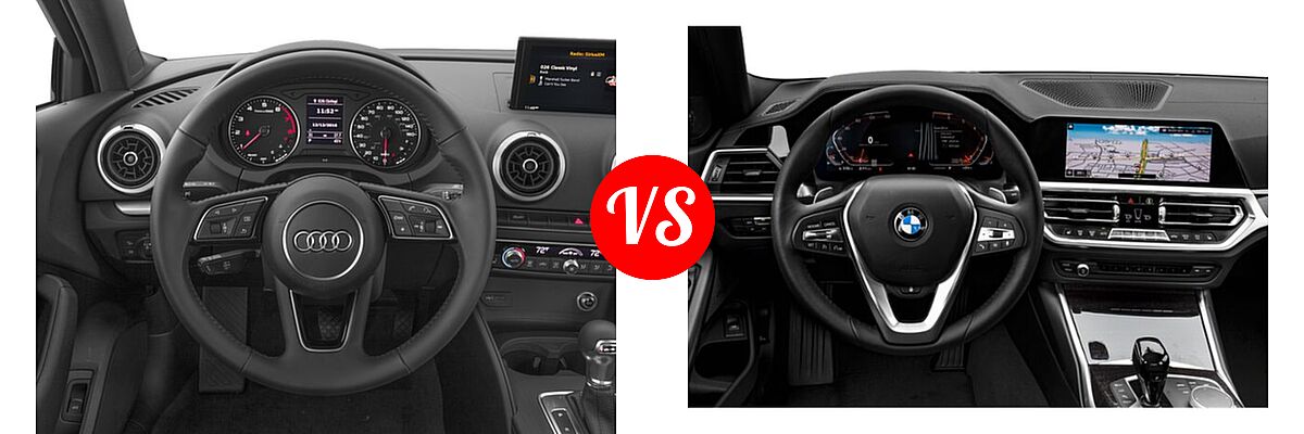 2018 Audi A3 Sedan Premium / Premium Plus / Prestige vs. 2021 BMW 3 Series Sedan 330i / 330i xDrive - Dashboard Comparison