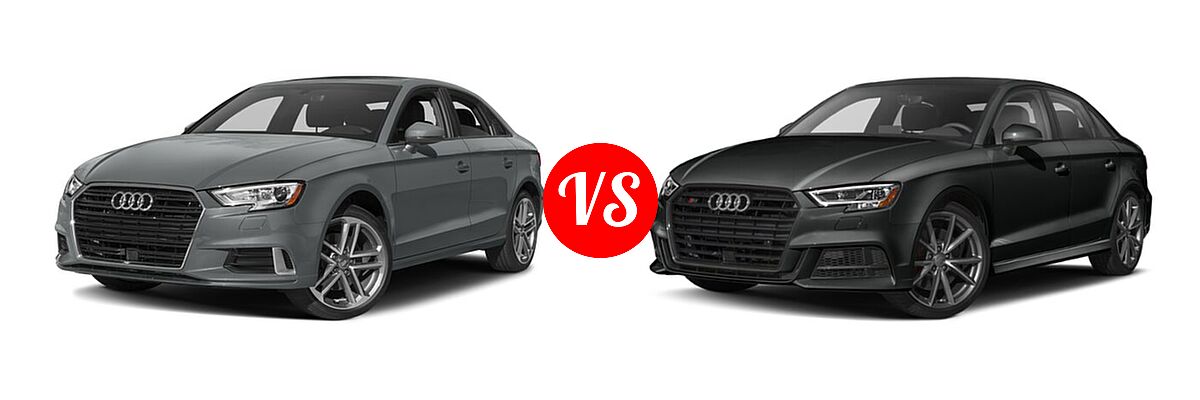 2018 Audi A3 Sedan Premium / Premium Plus / Prestige vs. 2020 Audi S3 Sedan S line Premium / S line Premium Plus - Front Left Comparison