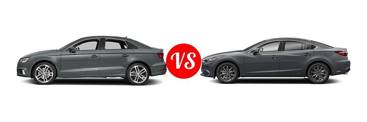 2018 Audi A3 Sedan Premium / Premium Plus / Prestige vs. 2018 Mazda 6 Sedan Sport - Side Comparison