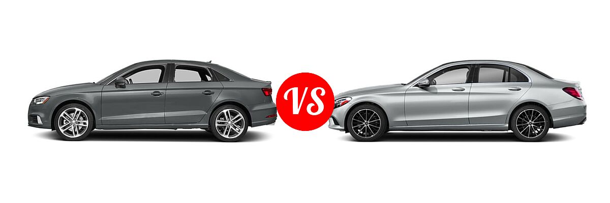 2018 Audi A3 Sedan Premium / Premium Plus / Prestige vs. 2019 Mercedes-Benz C-Class Sedan C 300 - Side Comparison